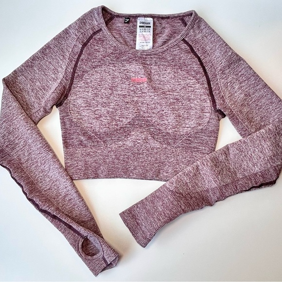 Gymshark Seamless Flex Purple Long Sleeve Crop Top Size XS - Picture 2 of 7
